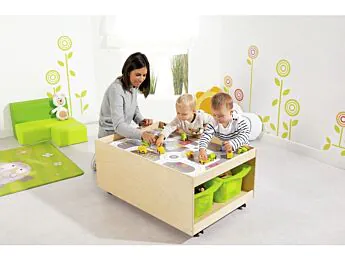 TABLE D'ACTIVITÉS MOBILE Babi Up 4 bacs + tapis de jeu "Circuit" + 9...