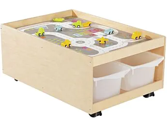 TABLE D'ACTIVITÉS MOBILE Babi Up 4 bacs + tapis de jeu "Circuit" + 9...