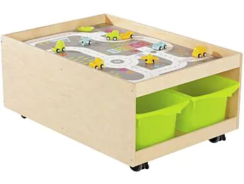 TABLE D'ACTIVITÉS MOBILE Babi Up 4 bacs + tapis de jeu "Circuit" + 9...