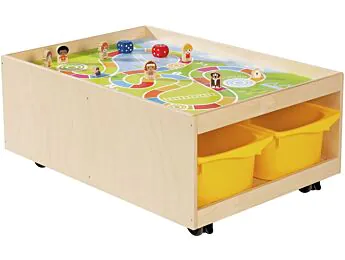 TABLE D'ACTIVITÉS MOBILE Babi Up 4 bacs + tapis de jeu "Parcours" + 8 figurines