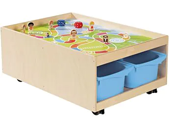 TABLE D'ACTIVITÉS MOBILE Babi Up 4 bacs + tapis de jeu "Parcours" + 8 figurines
