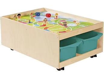 TABLE D'ACTIVITÉS MOBILE Babi Up 4 bacs + tapis de jeu "Parcours" + 8 figurines