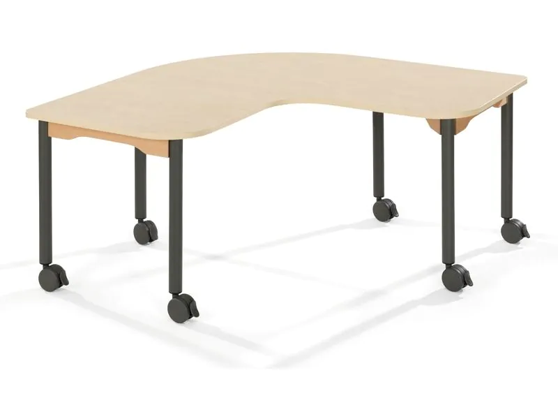 Taula amb sobre laminat - potes metàl·liques de color amb rodes - en L 120x60...