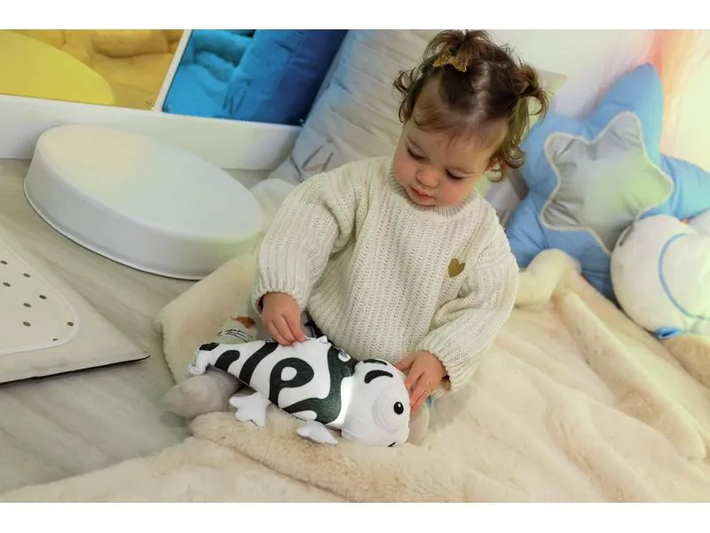 Joguina tova SENSORIAL amb llum i so LED, el petit camaleó